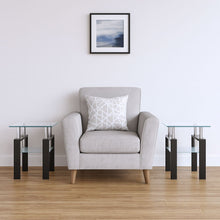 Load image into Gallery viewer, Glass And Metal Square End Tables With Shelf - Clear / Black
