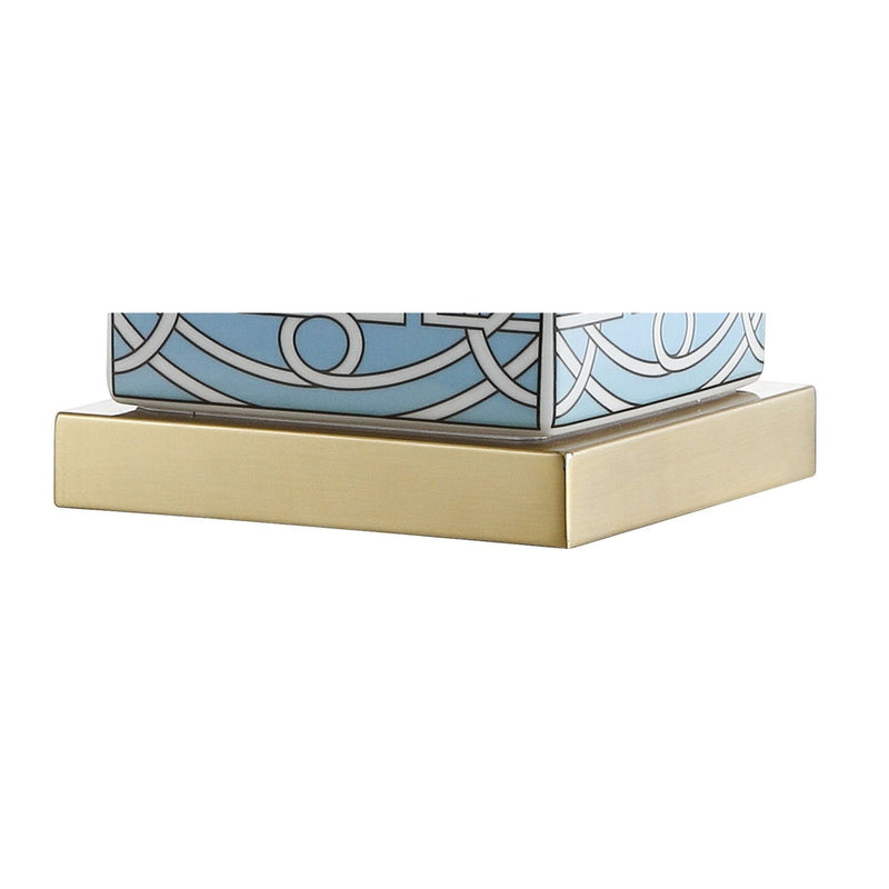 Square Table Lamp LED With Drum Shade - Blue