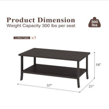 Load image into Gallery viewer, Rectangular Outdoor Coffee Table, 2 Tier All Weather Patio Table - Brown
