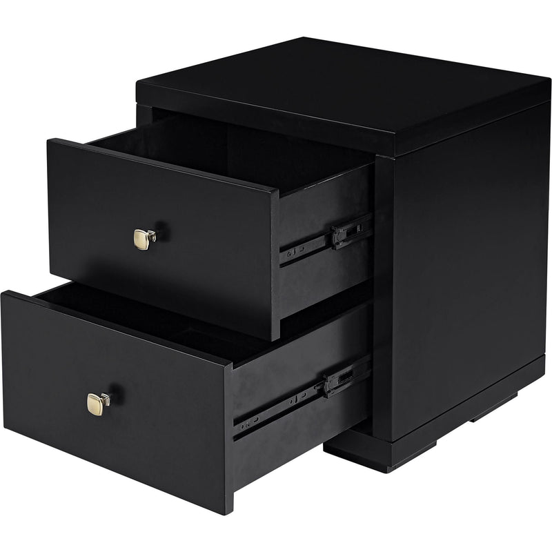 19" Two Drawer Nightstand - Black