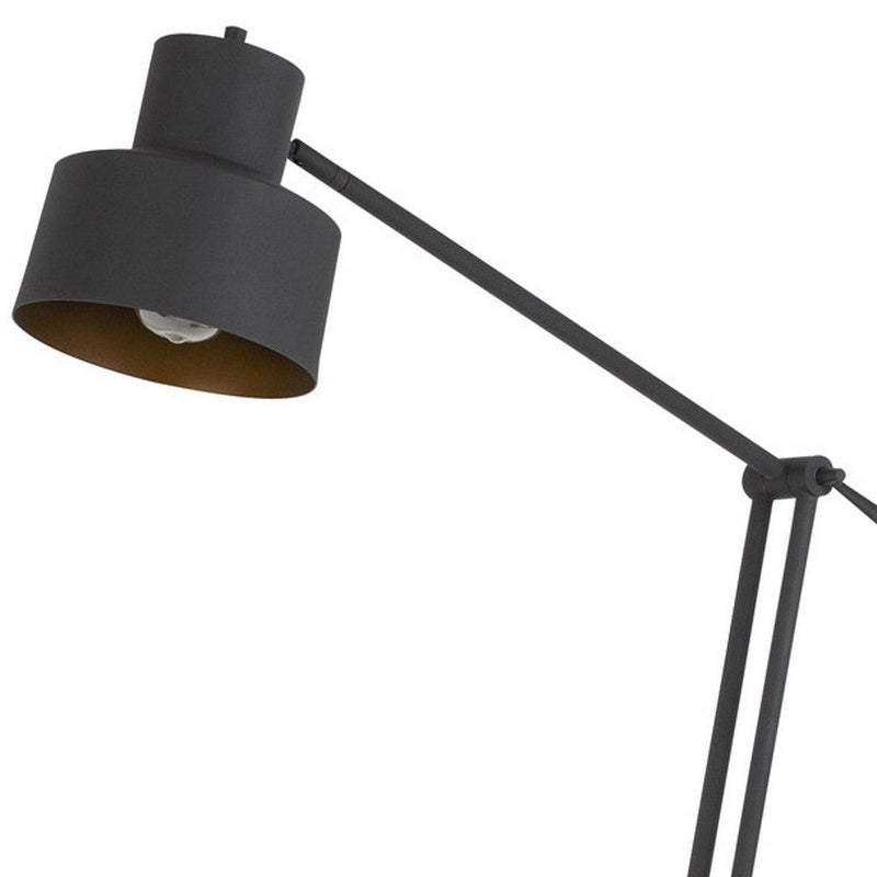 Adjustable Traditional Shaped Floor Lamp With Black Dome Shade - Black