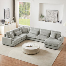 Load image into Gallery viewer, U - Shaped Sectional Sofa With Chaise Lounge, Oversized Living Room Sofa - Gray
