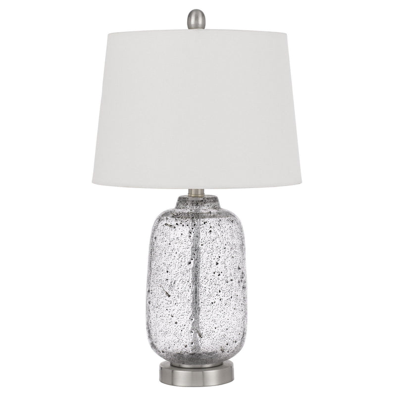 Metal Cylinder Table Lamp With White Empire Shade - Nickel