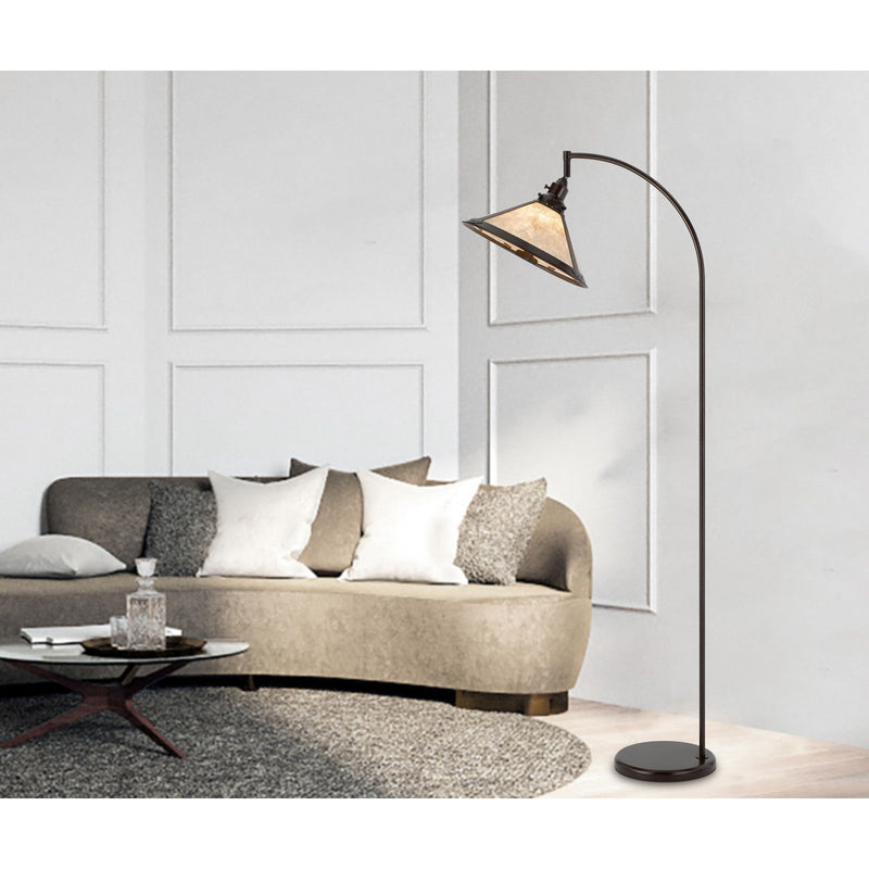 Traditional Shaped Floor Lamp With White Empire Shade - Bronze