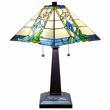 Load image into Gallery viewer, Metal Two Light Candlestick Table Lamp With Blue And Beige Shade - Dark Brown
