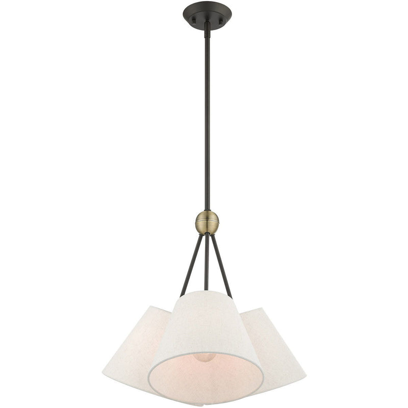 21" Three-Light Dimmable Chandelier With Shades - Bronze