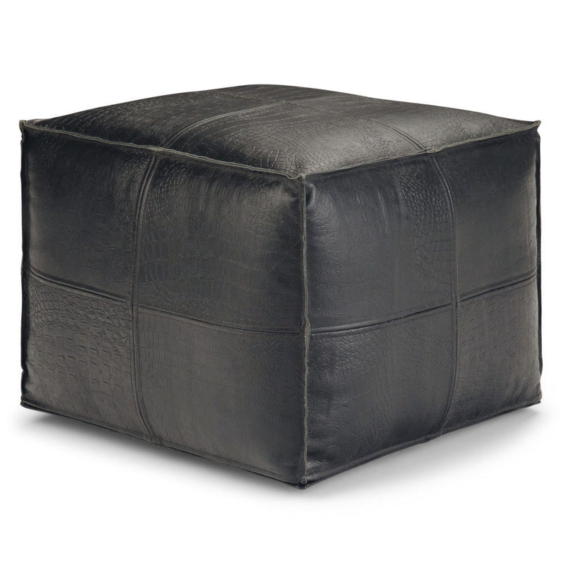 Pouf Ottoman Leather - Black
