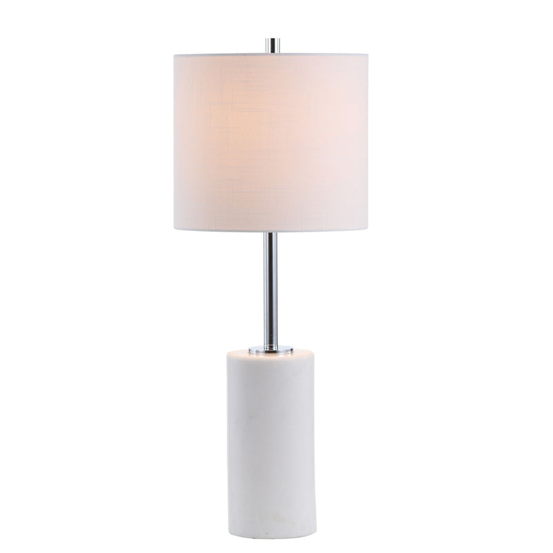 21" Table Lamp With Drum Shade - White / Clear / Gold