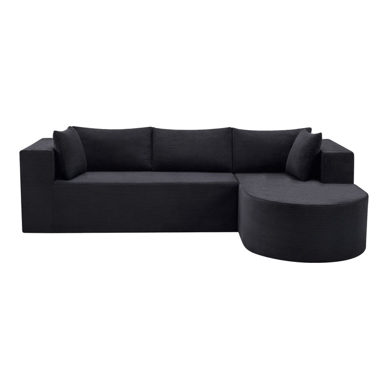 Corduroy Modular Sofa Chaise With Toss Pillows (723852) - Black