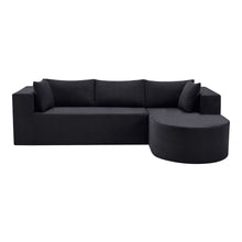 Load image into Gallery viewer, Corduroy Modular Sofa Chaise With Toss Pillows (723852) - Black
