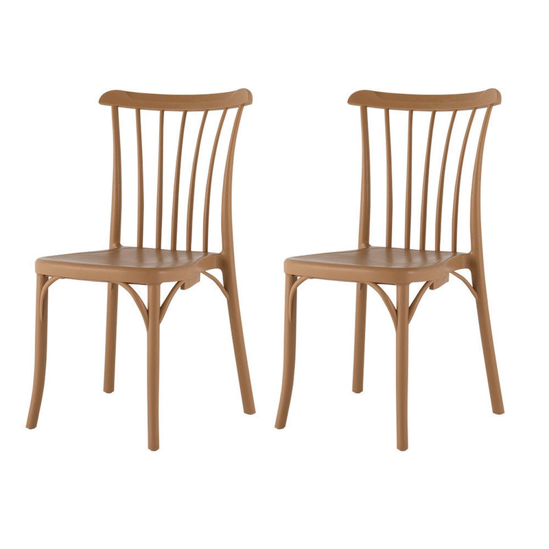 Heavy Duty Plastic Slat Back Dining Side Chairs (Set of 2) - Natural