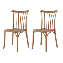 Load image into Gallery viewer, Heavy Duty Plastic Slat Back Dining Side Chairs (Set of 2) - Natural
