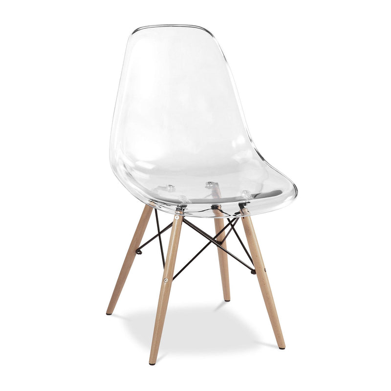 Heavy Duty Plastic Wood Dining Side Chair - Clear