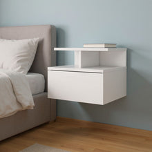 Load image into Gallery viewer, Wood One Drawer Floating Nightstand - White
