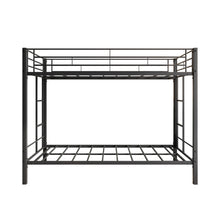 Load image into Gallery viewer, Metal Bunk Bed Twin Over Twin, Heavy Duty Twin Bunk Beds with shelf and Slatted Support No Box Spring Needed Black
