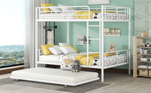 Load image into Gallery viewer, Full Over Full Metal Bunk Bed with Trundle, White
