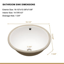 Load image into Gallery viewer, Elegant Ceramic Oval Undermount Bathroom Sink With Overflow

