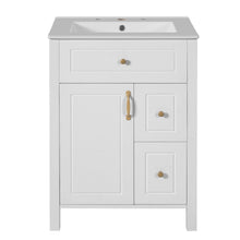 Load image into Gallery viewer, Elegant Bathroom Vanity With Ceramic Sink, Soft Close Doors And Drawers, Double Storage Racks
