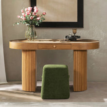 Load image into Gallery viewer, Jesse - Single Drawer Fluted Oval Console Desk - Honey Brown
