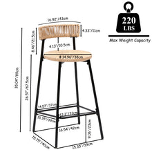 Load image into Gallery viewer, Boho Style Handwoven Paper Rope Counter Stools (Set of 2)
