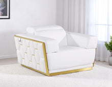 Load image into Gallery viewer, 47" Italian Leather Club Chair - White / Gold
