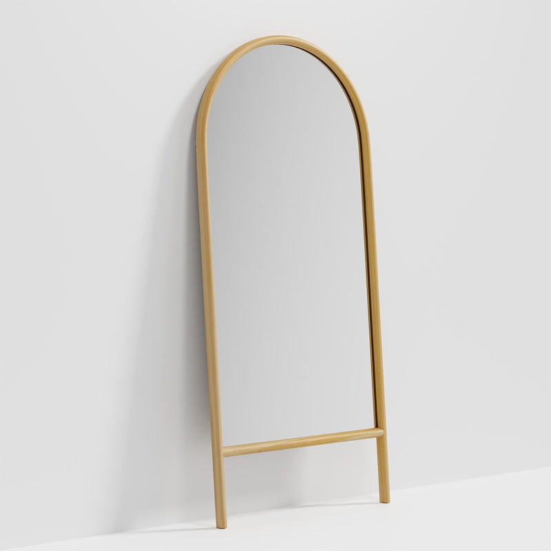 71" Solid Wood Arch Freestanding Framed Full Length Mirror - Natural