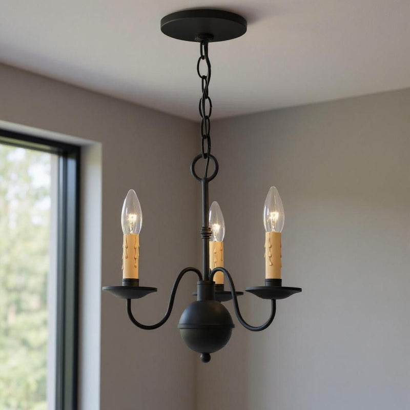 Three Light Dimmable Chandelier With Shades - Black