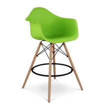 Load image into Gallery viewer, Heavy Duty Plastic And Solid Wood Low Back Counter Height Bar Chair - Green And Brown
