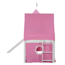 Load image into Gallery viewer, Twin Size Bunk Bed with Slide Pink Tent and Tower - Pink
