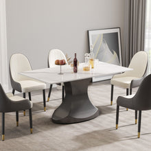 Load image into Gallery viewer, 63&quot; Modern Artificial Stone Panel Stainless Steel Curved Legs, Can Accommodate 6-8 People - White / Gray
