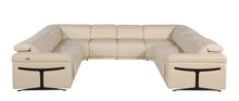 Load image into Gallery viewer, Power Reclining Italian Leather U Shaped Eight Piece Corner Sectional With Console - Beige
