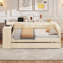 Load image into Gallery viewer, Upholstered Platform Bed With Storage Shelves, Desk, Charging Station And Trundle
