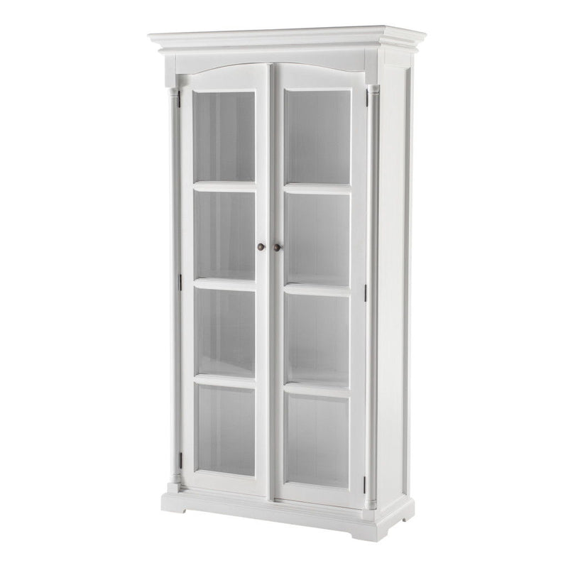 39" Solid Wood Frame Curio Cabinet With Glass Doors - Off White