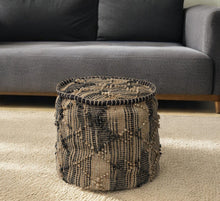 Load image into Gallery viewer, Jute Cylindrical Pouf With Popcorn Stich - Tan
