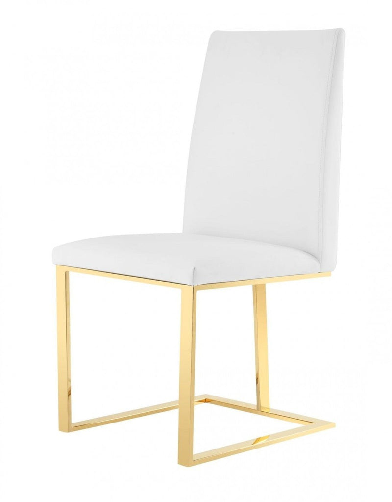 Upholstered Faux Leather Dining Room Side Chair - White