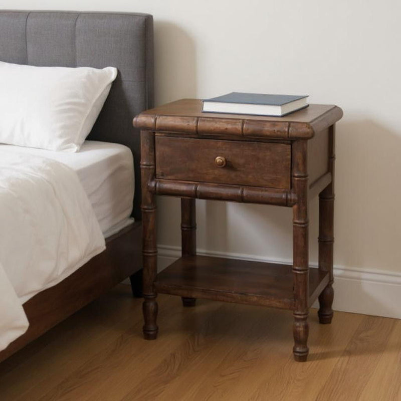 24" Two Drawer Nightstand - Brown