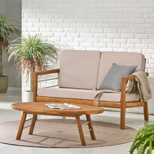 Load image into Gallery viewer, 2 Piece Seating Group with Cushions, Teak + Silver + Beige
