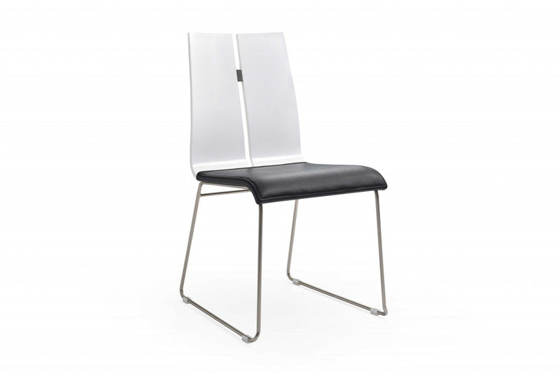Upholstered Faux Leather Dining Side Chairs (Set of 2) - Black / White