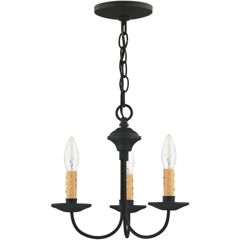 11" Three Light Dimmable Chandelier With Shades - Black