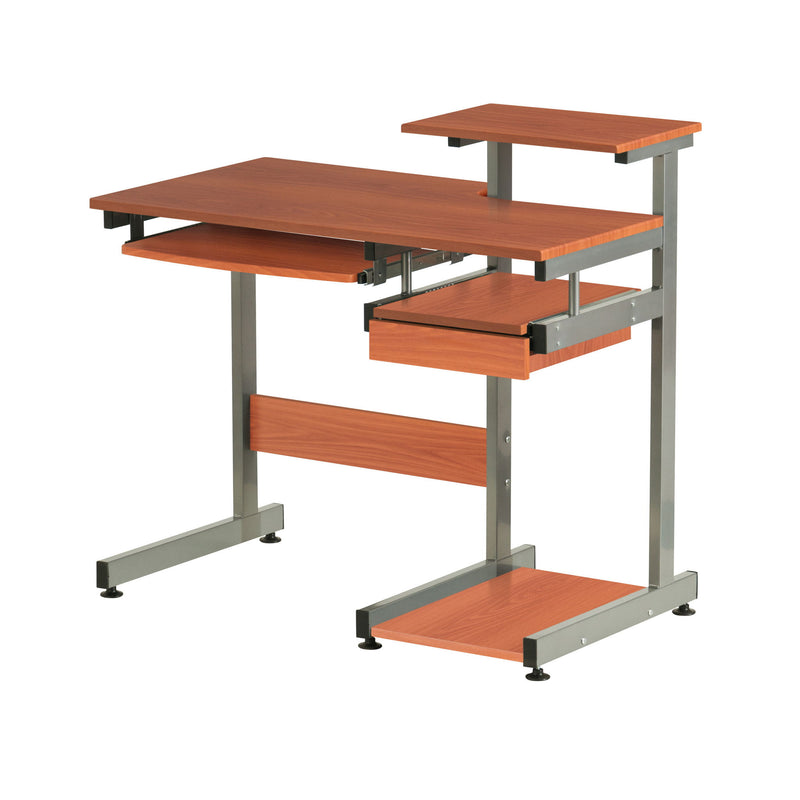 Stainless T-Shape Computer Desk - Oak / Silver