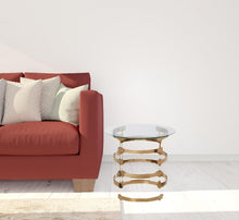 Load image into Gallery viewer, 21" Glass Iron Round End Table - Champagne

