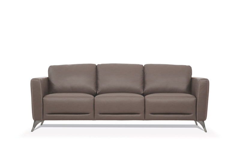 Leather Sofa With Black Legs - Taupe