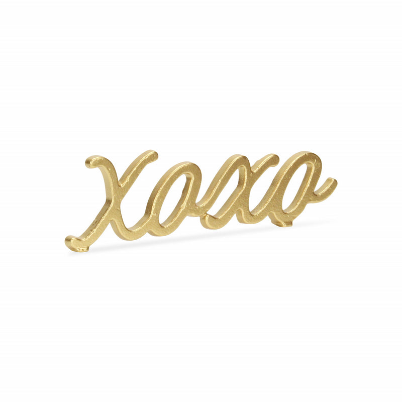 Hand Painted XOXO Sentiment Tabletop Sculpture - Gold