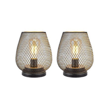 Load image into Gallery viewer, Pierced Geometric Cordless Lantern Lamps (Set of 2) - Antiqued Bronze
