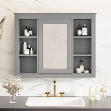Load image into Gallery viewer, Wall Mounted Medicine Cabinet With Mirror, Storage Cabinet Featuring 6 Open Shelves And Adjustable Interior
