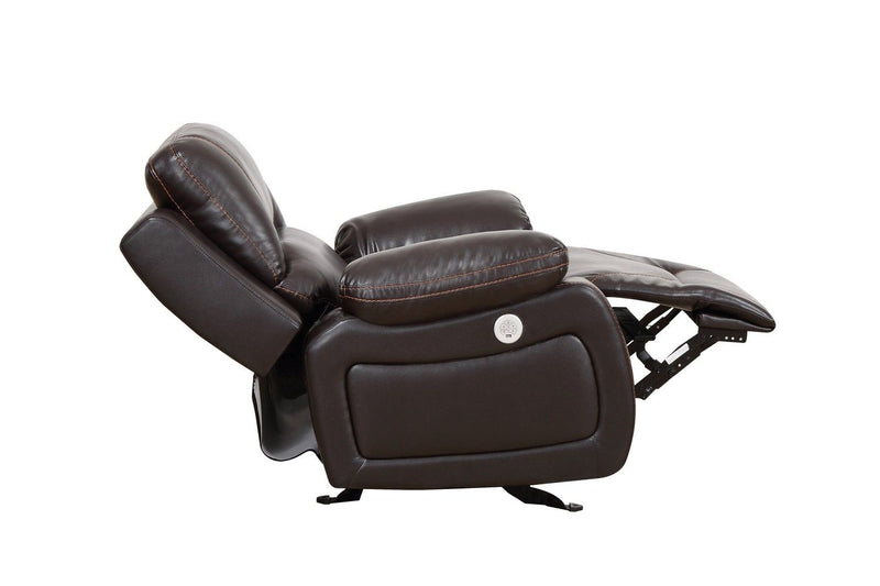 Leather Match Manual Gliding Recliner (366348) - Dark Brown