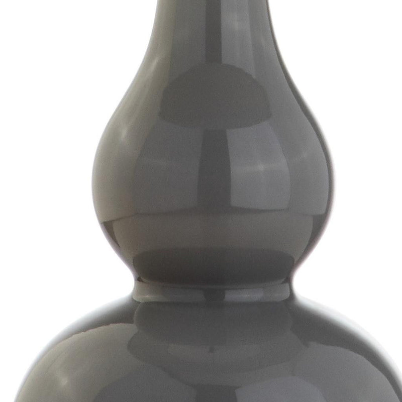 Gourd Table Lamp With Drum Shade - Gray