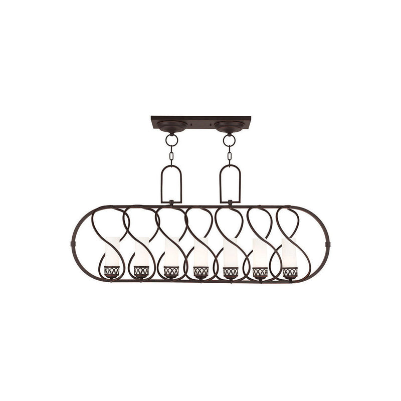 22" Seven Light Dimmable Chandelier With Shades - Bronze
