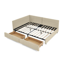 Load image into Gallery viewer, Mid-Century Storage Upholstered Tufted Bed Frame With Backrest And Armrests

