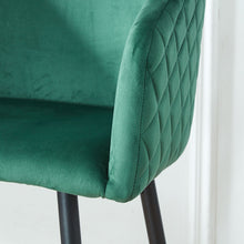Load image into Gallery viewer, Counter Height Bar Stool, Metal Legs, Velvet Upholstered For Pub, Restaurant, Kitchen Island (Set of 2) - Black / Green
